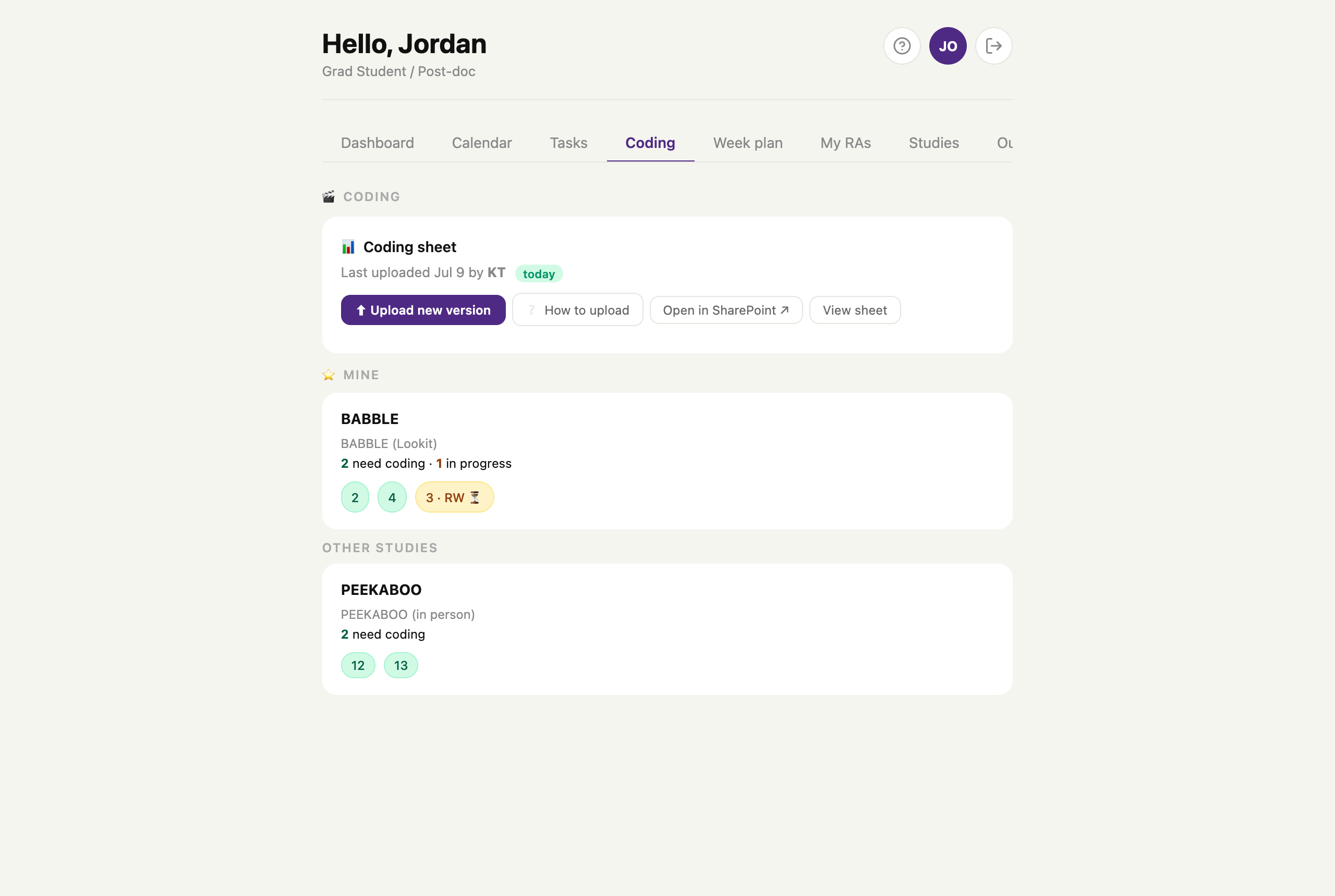 Coding progress tracker